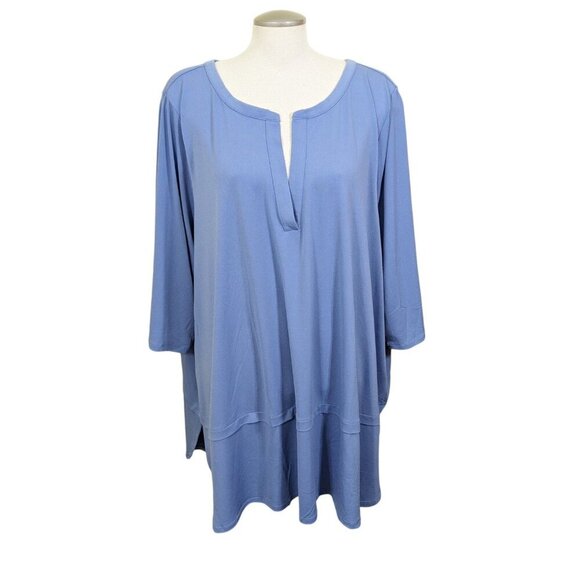 In Every Story V Neck Tunic Top Womens Plus Size 6X Light Blue Half Sleeve - Picture 1 of 8